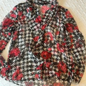 Zara houndstooth and rose blouse! So pretty!